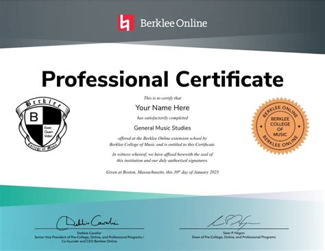 General Music Studies Professional Certificate - Berklee Online