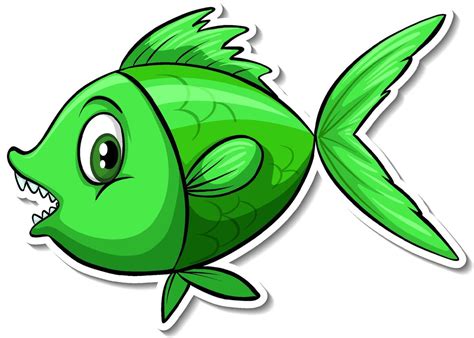 Green fish animal cartoon sticker 4194225 Vector Art at Vecteezy