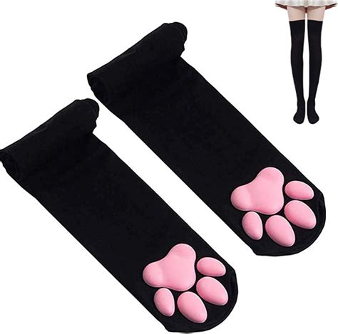 CNNEI Cat Paw Pad Socks,Cute Cat Paw Sexy Socks, Women Cosplay 3D Kitten Claw Stockings (Black ...