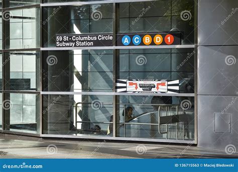 Entrance To the 59 Street Columbus Circle Subway Station. Editorial Stock Photo - Image of ...