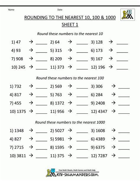 Free Printable 4Th Grade Rounding Worksheets - Free Printable