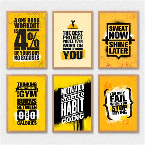 Gym Motivational Quotes Combo ( Set of Six A4 Posters) – FEMTOARTS