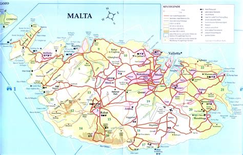 Map of Malta, Gozo & Comino - Detailed Street & Road Map