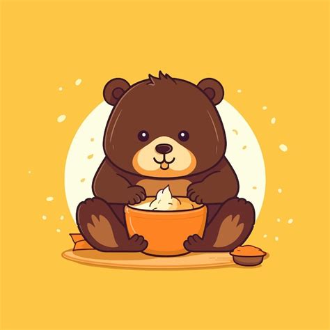 Premium Vector | Cute bear eating honey vector illustration