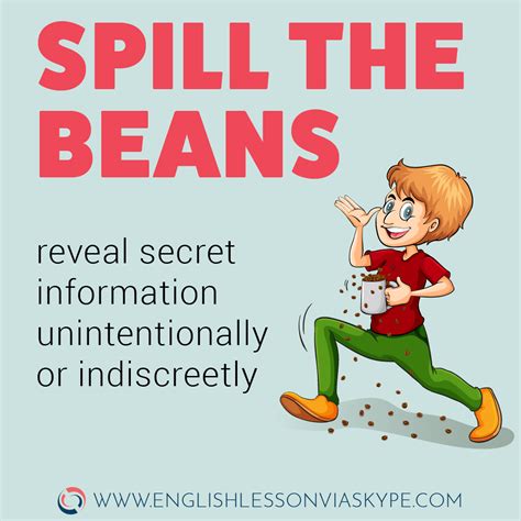 Spill the Beans Idiom meaning | Idioms and phrases, English idioms ...