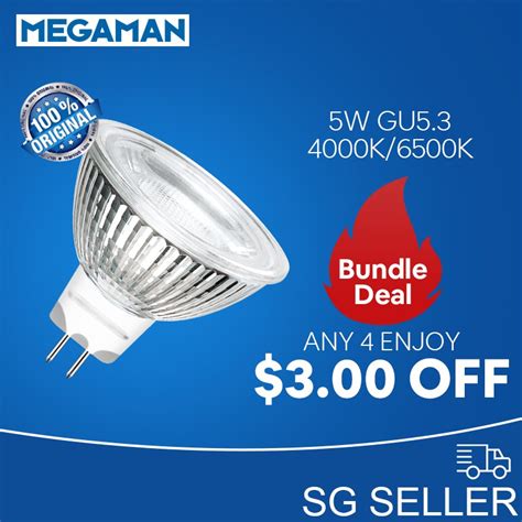 Megaman LED Reflector Lamp MR16 5W 12V GU5.3 36D Glass LN 4000K 6500K Home Lighting Replacement ...