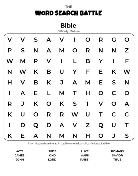 Bible Word Search - Play Online - Print