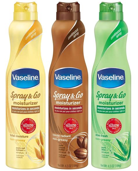 Vaseline Spray & Go Moisturizer - Pack of 3 - Total Moisture/Cocoa ...