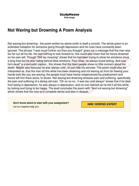 Not Waving But Drowning A Poem Analysis | PDF