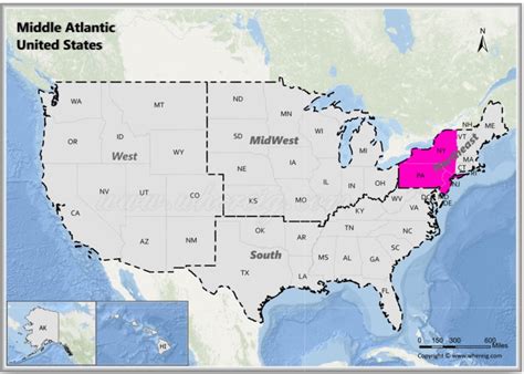 Map of Mid-Atlantic States - Division of Northeastern US