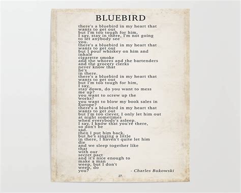 PRINTABLE Charles Bukowski Bluebird Poem Print Classic Poem - Etsy UK