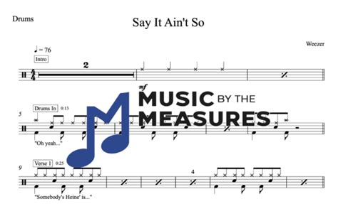 Say It Ain't So - Drums - Music by the Measures