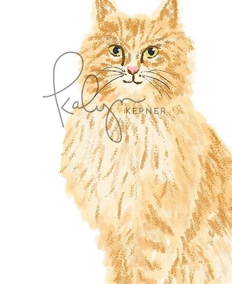 Orange Cat Art Print, Cat Illustration, Pet Portrait, Cat Artwork, Orange Cat Wall Art, Cat ...