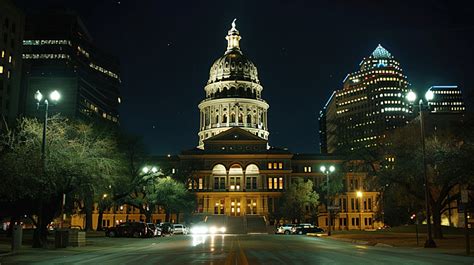 The Texas State Capitol Building Night Background, Blue, Dome ...