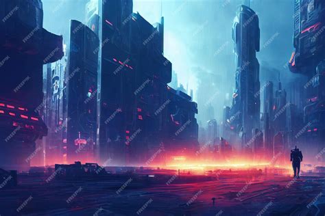 Premium AI Image | Apocalyptic Futuristic City Concept Art Background Image