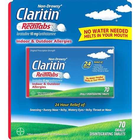 Claritin 24-Hour Non-Drowsy Allergy Antihistamine RediTabs, Loratadine 10 mg, (70 ct.) - Walmart ...