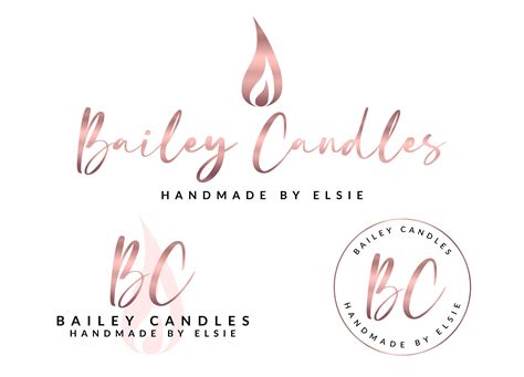 Candle Logo Boutique Handmade Homemade Candles Rose Gold - Etsy