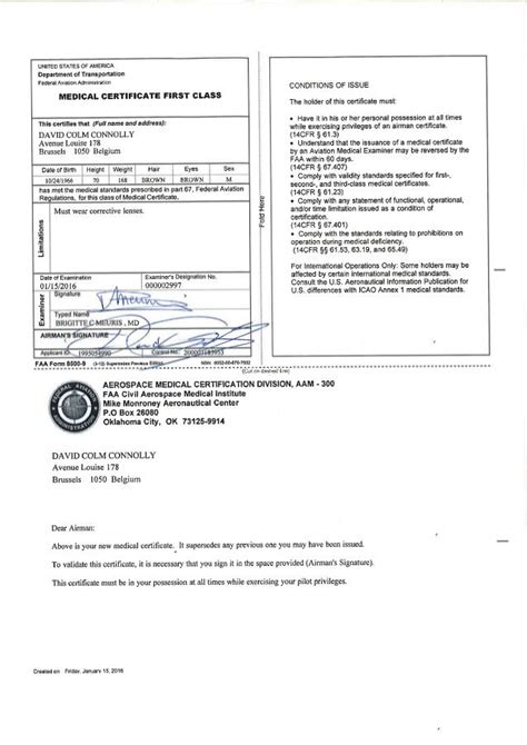 FAA Medical Certificate Form