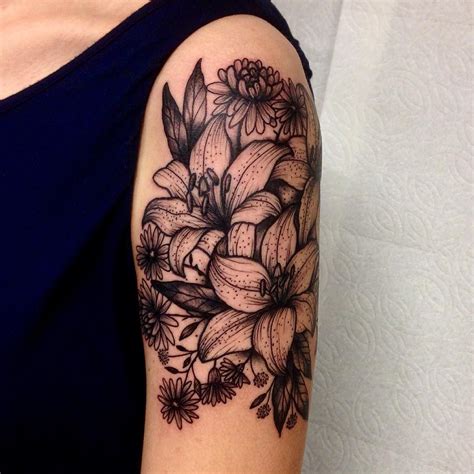 Lilies floral tattoo by Robert Euán | Floral tattoo sleeve, Floral arm ...