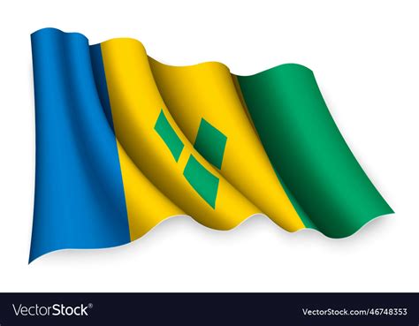 Waving flag of saint vincent Royalty Free Vector Image