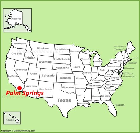 Palm Springs location on the U.S. Map - Ontheworldmap.com