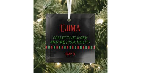 Day 3 Ujima Principle Kwanzaa Glass Ornament | Zazzle