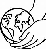 Earth Globe Hold On Hand Coloring Page  Wecoloringpagecom sketch template