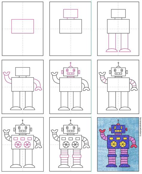 Easy How to Draw a Robot Tutorial and Robot Coloring Page | Robots ...