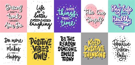 Set of 10 Motivational posters with hand drawn lettering design element ...
