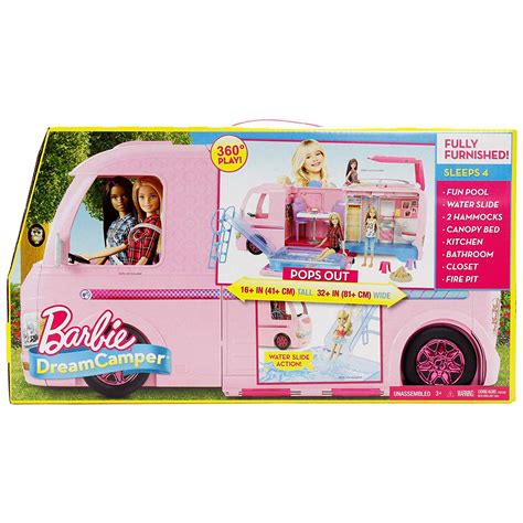 Barbie FBR34 ESTATE Dream Camper Pink Pop Out Caravan for Dolls ...