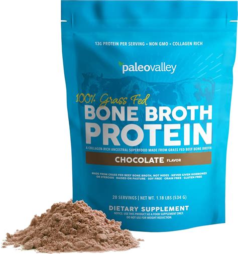 Amazon.com: Paleovalley 100% Grass Fed Bone Broth Protein Powder ...