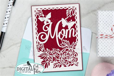 Birthday Card for Mom Svg, Cricut Svg, Mom Card Svg, Papercut Svg ...