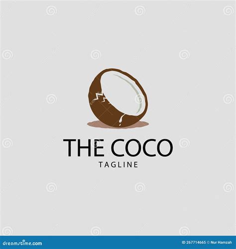 Natural Young Coconut Flat Design Logo Template Stock Vector ...