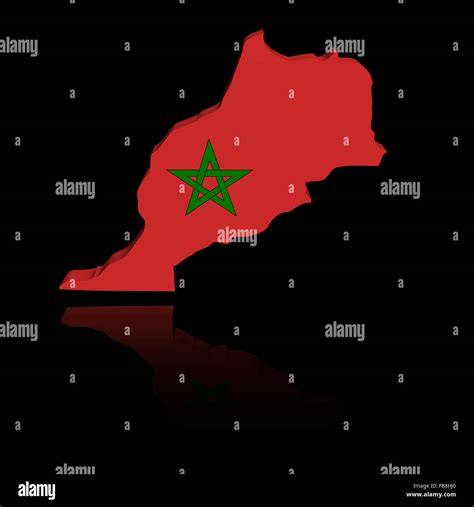 Morocco map flag with reflection illustration Stock Photo - Alamy