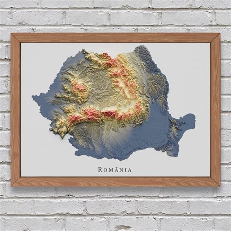 Romania Relief Map Printable Decor - Etsy