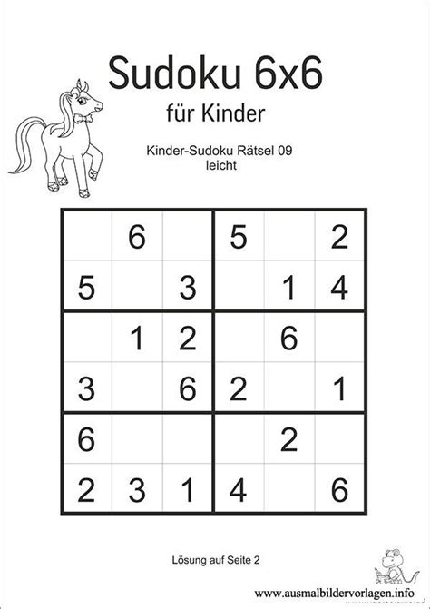 Printable Sudoku For Kids 6x6 - Tedy Printable Activities