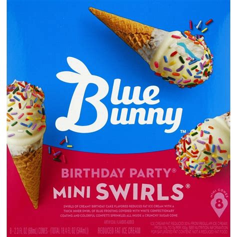 Blue Bunny Ice Cream Cones, Birthday Party, Mini (2.3 fl oz) - Instacart