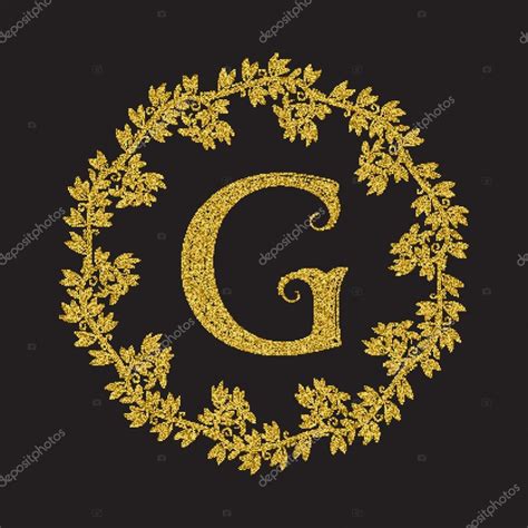 Golden glittering letter G monogram in vintage style — Stock Vector ...