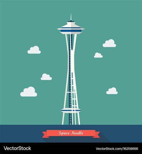 Space needle observation tower in seattle Vector Image