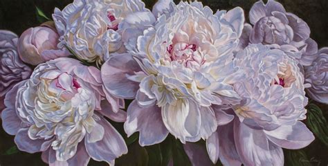 Panorama of Peonies Oil painting by Fiona Craig | Artfinder