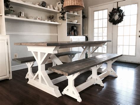 Ana White | Two Tone Weathered Gray X Farmhouse Table and Benches - DIY Projects | Farmhouse ...