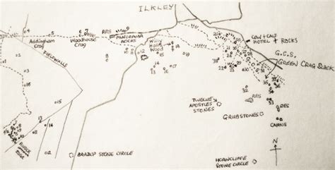 Map Of The Prehistoric Sites Of Ilkley Moor