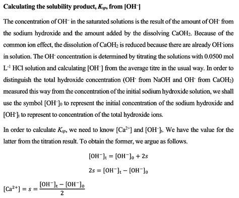 Solved Measurement of the Solubility Product of Ca(OH)2 When | Chegg.com