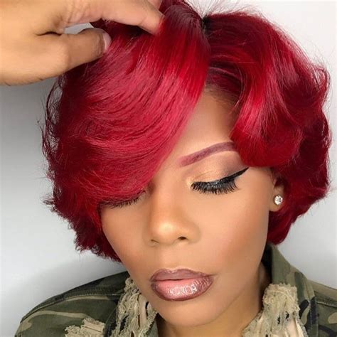 Perfect shade of red🌹 Gorgeous @barbiiequeen_ #voiceofhair voiceofhair.com | Quick weave ...