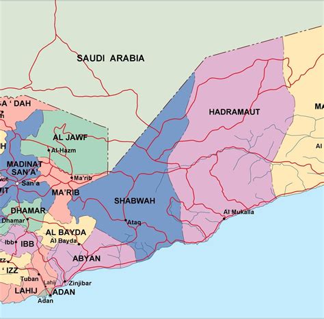 yemen political map. Eps Illustrator Map | Vector World Maps