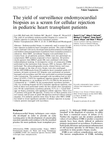 (PDF) Complications of endomyocardial biopsy in children | William Neches - Academia.edu