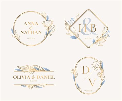 Free Vector | Linear flat wedding monograms