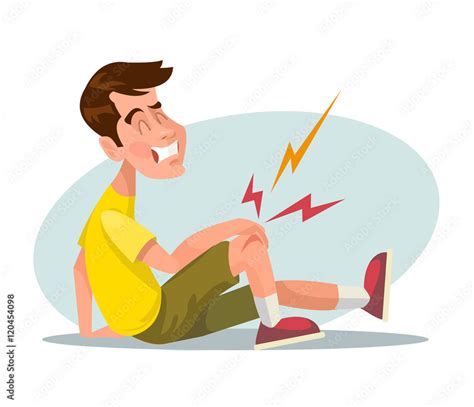 Man character with broken leg. Vector flat cartoon illustration Stock ...