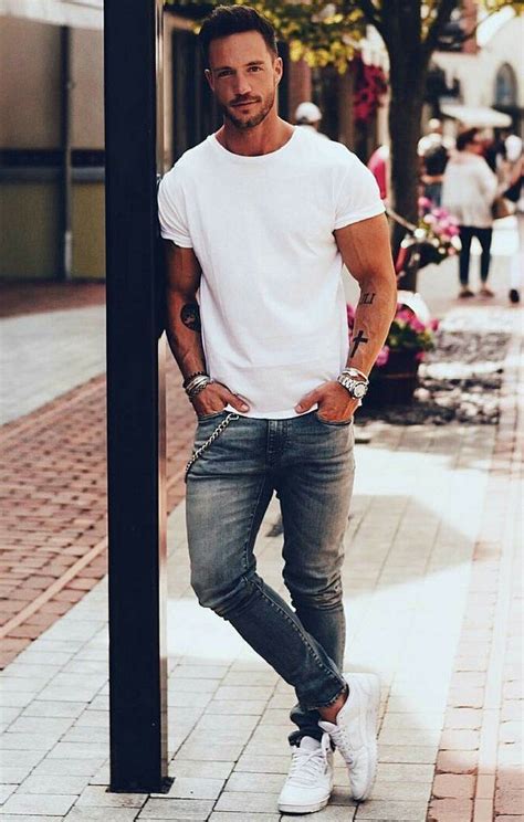 white t-shirt outfit ideas for men. #mens #fashion #style | White shirt outfits, Shirt outfit ...