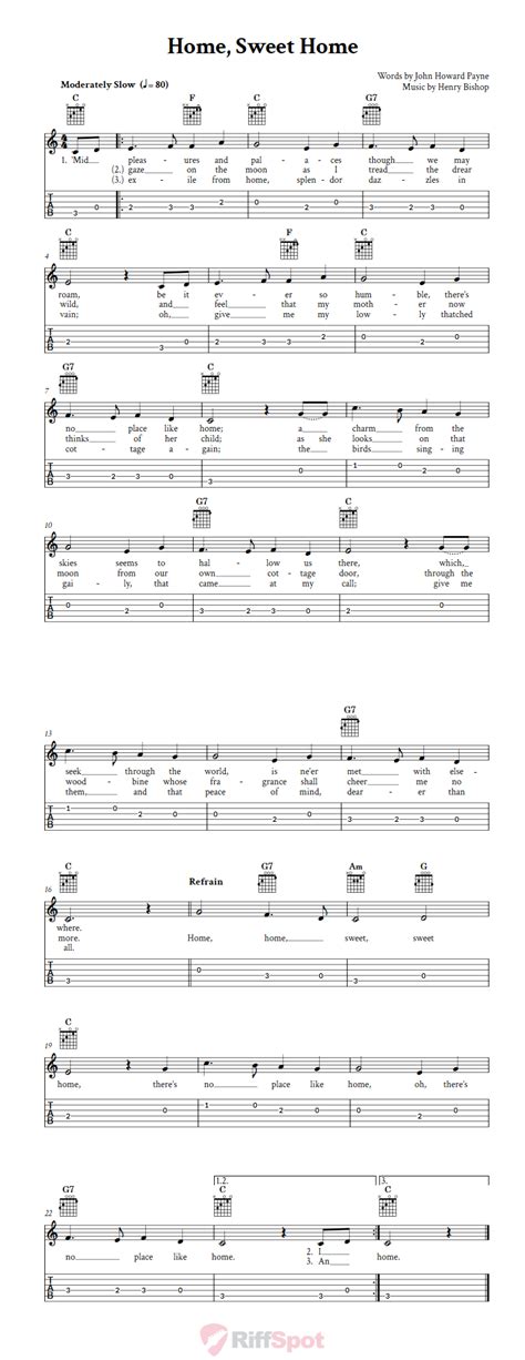 Home Sweet Home: Chords, Sheet Music, and Tab for Guitar with Lyrics